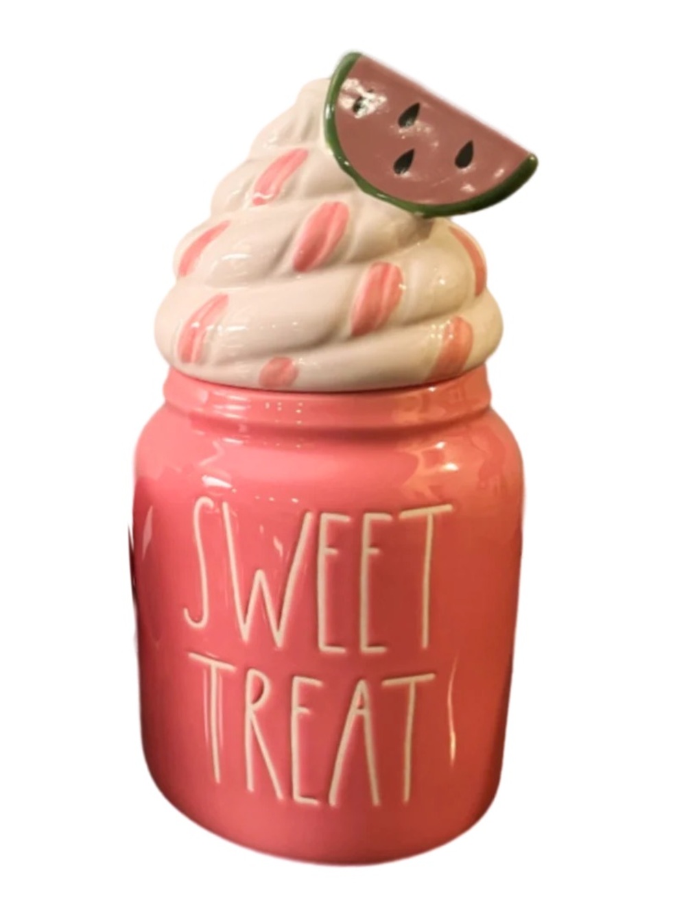 Rae Dunn Pink Ceramic 'Sweet Treats' Jar with Whipped-Top Lid